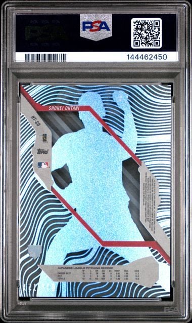 Graded 2018 Topps High Tek Shohei Ohtani #HT-SO Rainbow Foil Blue /150 Rookie RC Baseball Card PSA 8 NM-MT