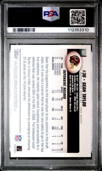 Graded 2004 Topps Sean Taylor #347 Collection Rookie RC Football Card PSA 10 Gem Mint