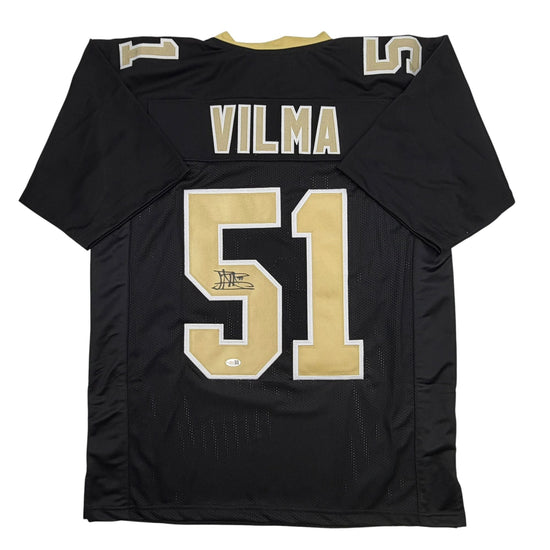 Autographed/Signed Jonathan Vilma New Orleans Black Football Jersey JSA COA