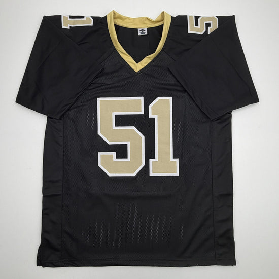 Autographed/Signed Jonathan Vilma New Orleans Black Football Jersey JSA COA