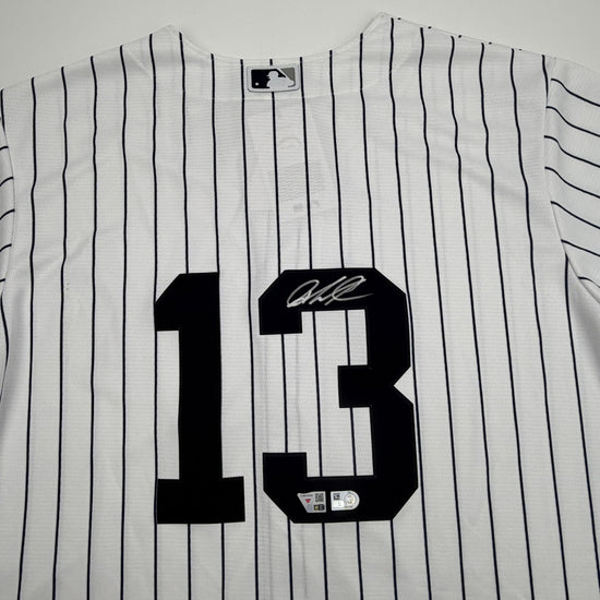 Autographed/Signed Jazz Chisholm Jr. New York Yankees Authentic Pinstripe Baseball Jersey Fanatics & MLB COA