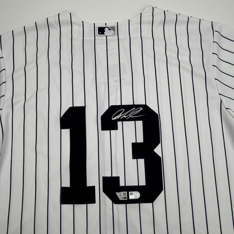 Autographed/Signed Jazz Chisholm Jr. New York Yankees Authentic Pinstripe Baseball Jersey Fanatics & MLB COA