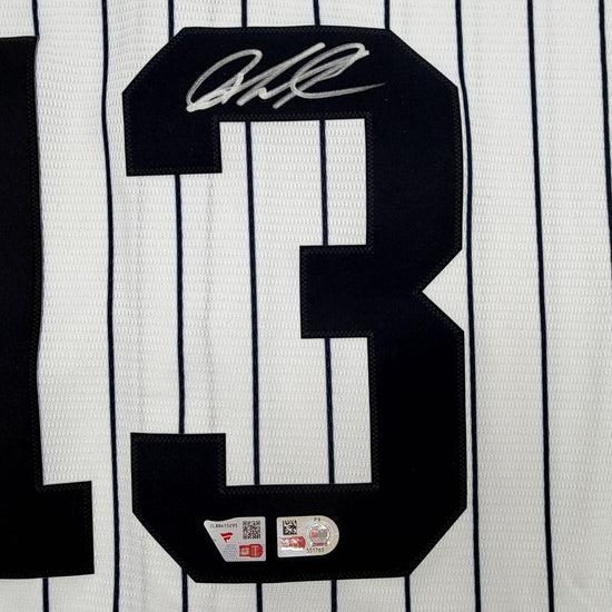Autographed/Signed Jazz Chisholm Jr. New York Yankees Authentic Pinstripe Baseball Jersey Fanatics & MLB COA