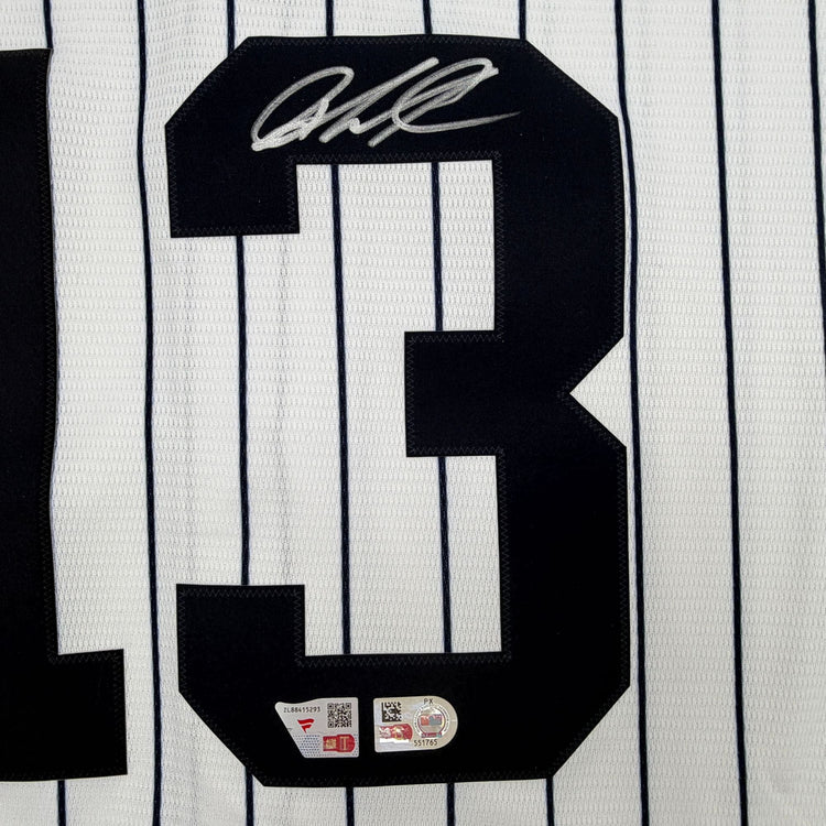 Autographed/Signed Jazz Chisholm Jr. New York Yankees Authentic Pinstripe Baseball Jersey Fanatics & MLB COA