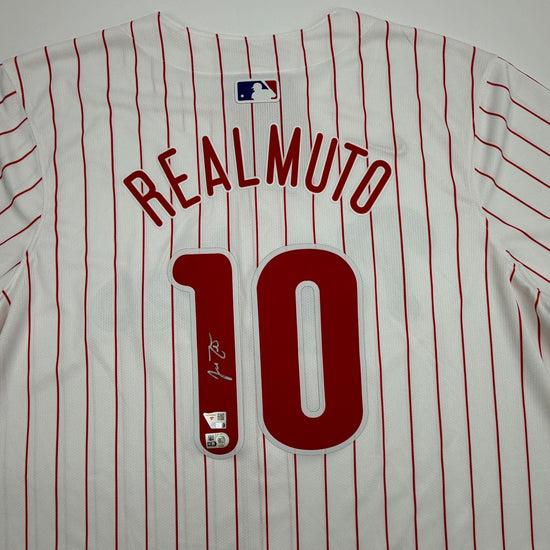 Autographed/Signed JT Realmuto Philadelphia Phillies Pinstripe Authentic Baseball Jersey Fanatics & MLB COA