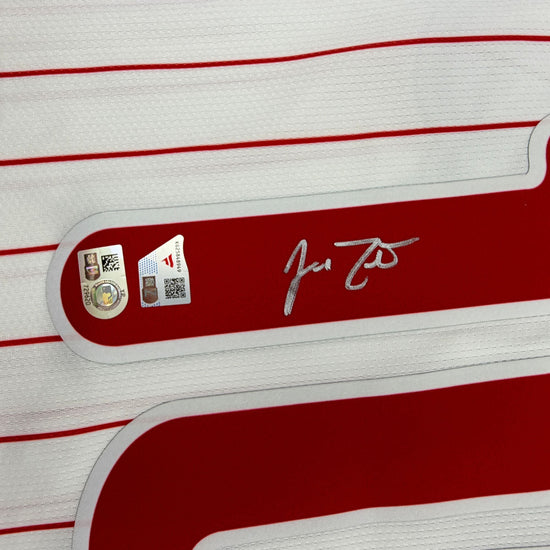 Autographed/Signed JT Realmuto Philadelphia Phillies Pinstripe Authentic Baseball Jersey Fanatics & MLB COA