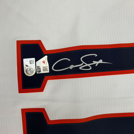 Autographed/Signed Cam Smith Houston Astros White Authentic Baseball Jersey Fanatics & MLB COA
