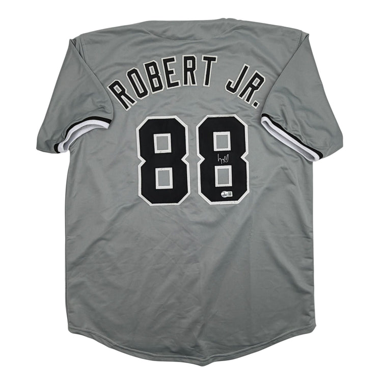 Autographed/Signed Luis Robert Chicago Grey Baseball Jersey Beckett BAS COA