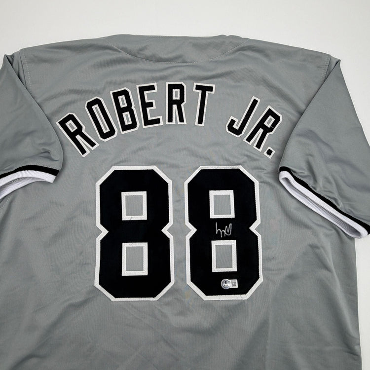Autographed/Signed Luis Robert Chicago Grey Baseball Jersey Beckett BAS COA