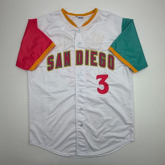 Autographed/Signed Jackson Merrill San Diego White City Connect Baseball Jersey Beckett BAS COA