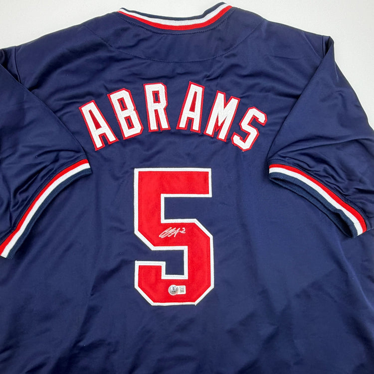 Autographed/Signed CJ Abrams Washington Blue Baseball Jersey Beckett BAS COA