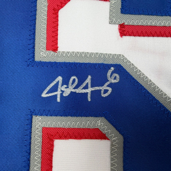 Autographed/Signed Josh Jung Texas White Baseball Jersey Beckett BAS COA