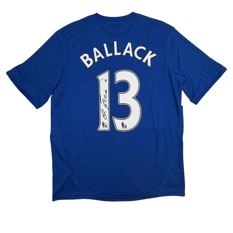 Autographed/Signed Michael Ballack Chelsea FC Blue Soccer Futbol Jersey Beckett BAS COA