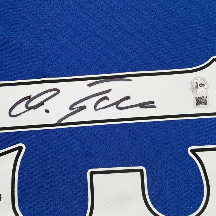 Autographed/Signed Michael Ballack Chelsea FC Blue Soccer Futbol Jersey Beckett BAS COA