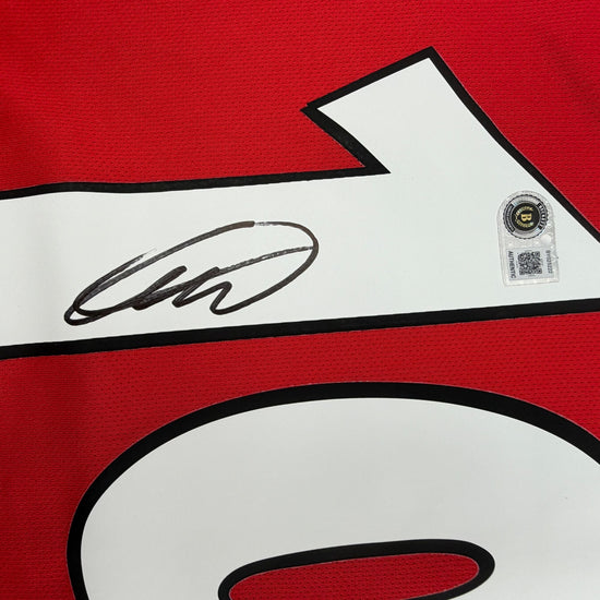 Autographed/Signed Gilberto Silva Arsenal Red Soccer Futbol Jersey Beckett BAS COA