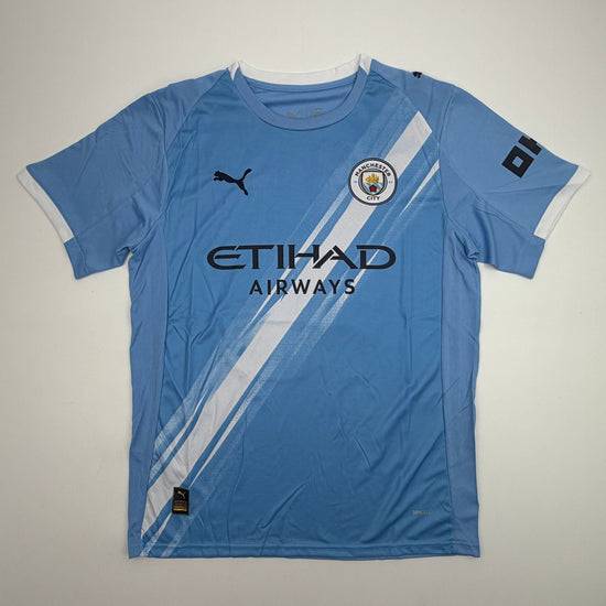 Autographed/Signed Rayan Cherki Manchester City Blue Soccer Futbol Jersey Beckett BAS COA