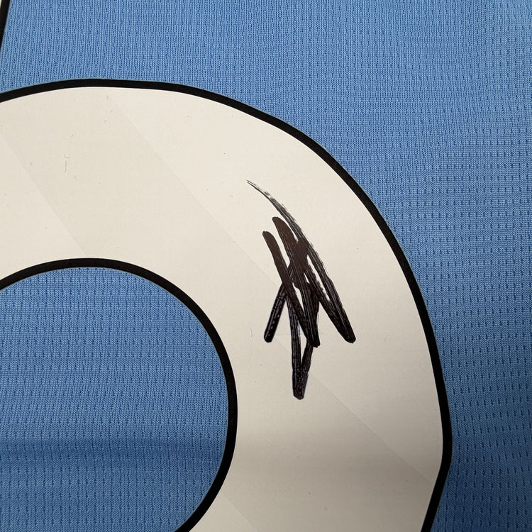 Autographed/Signed Mario Balotelli Manchester City Blue Soccer Futbol Jersey Beckett BAS COA