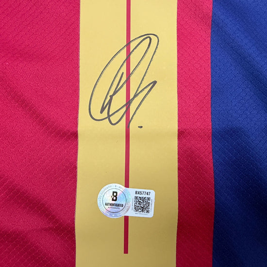 Autographed/Signed Raphinha Raphael Belloli FC Barcelona Navy #11 Soccer Jersey Beckett BAS COA