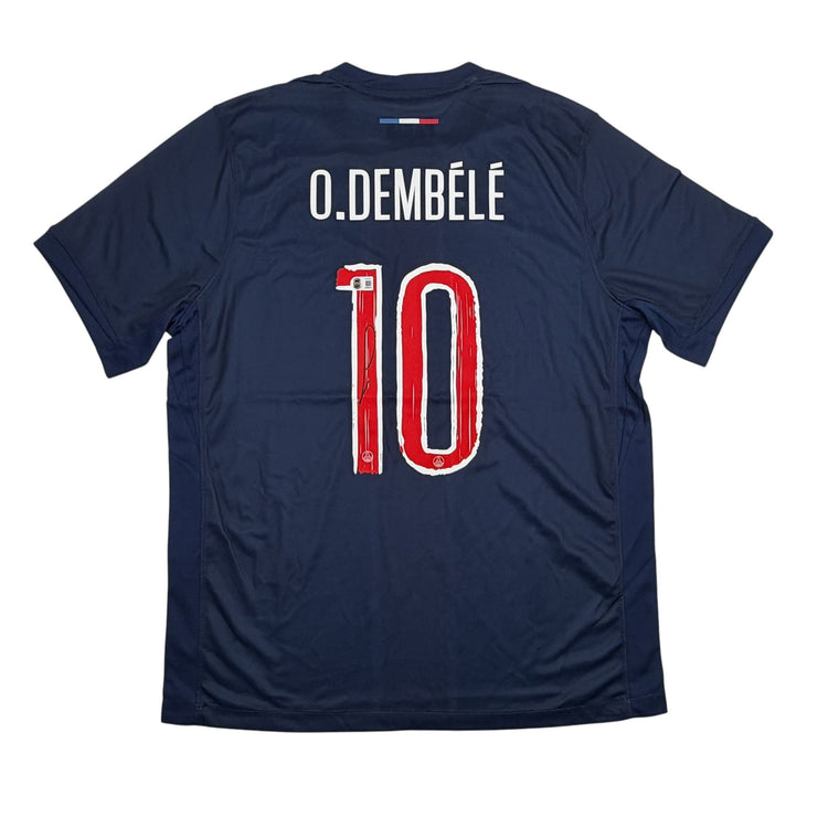 Autographed/Signed Ousmane Dembele PSG Paris Saint-Germain Blue Soccer Futbol Jersey Beckett BAS COA