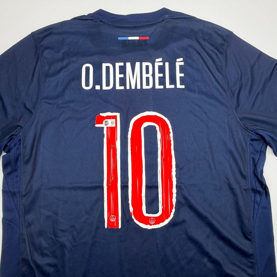 Autographed/Signed Ousmane Dembele PSG Paris Saint-Germain Blue Soccer Futbol Jersey Beckett BAS COA