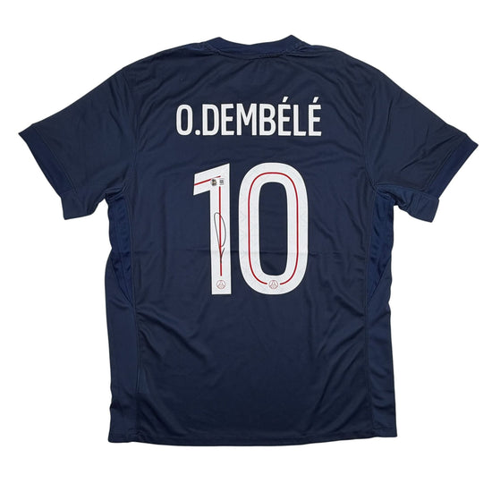 Autographed/Signed Ousmane Dembele PSG Paris Saint-Germain Blue Soccer Jersey Beckett BAS COA