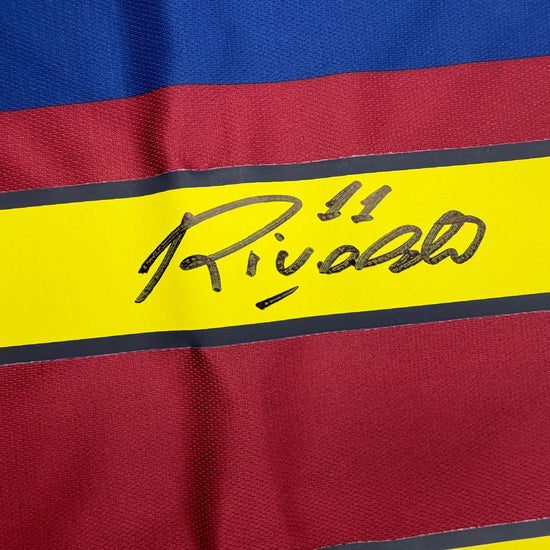 Autographed/Signed Rivaldo Ferreira FC Barcelona Maroon Soccer Jersey Beckett BAS COA