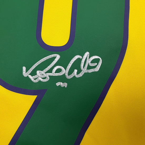 Autographed/Signed Ronaldo Nazario Brazil Yellow Soccer Jersey Beckett BAS COA #2