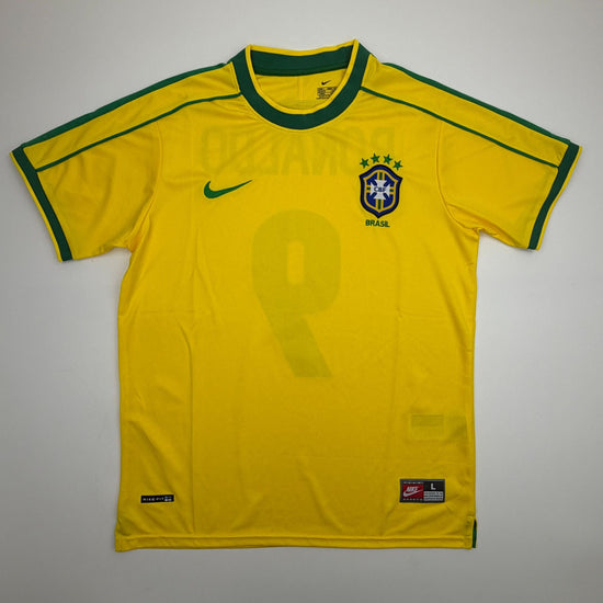 Autographed/Signed Ronaldo Nazario Brazil Yellow Soccer Jersey Beckett BAS COA #2