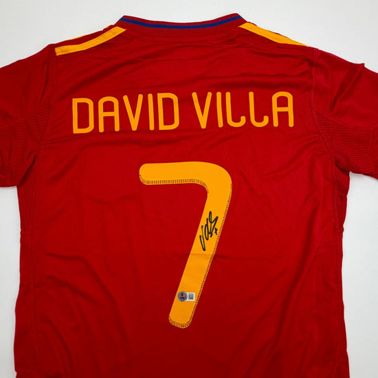 Autographed/Signed David Villa Spain Red World Cup Soccer Jersey Beckett BAS COA