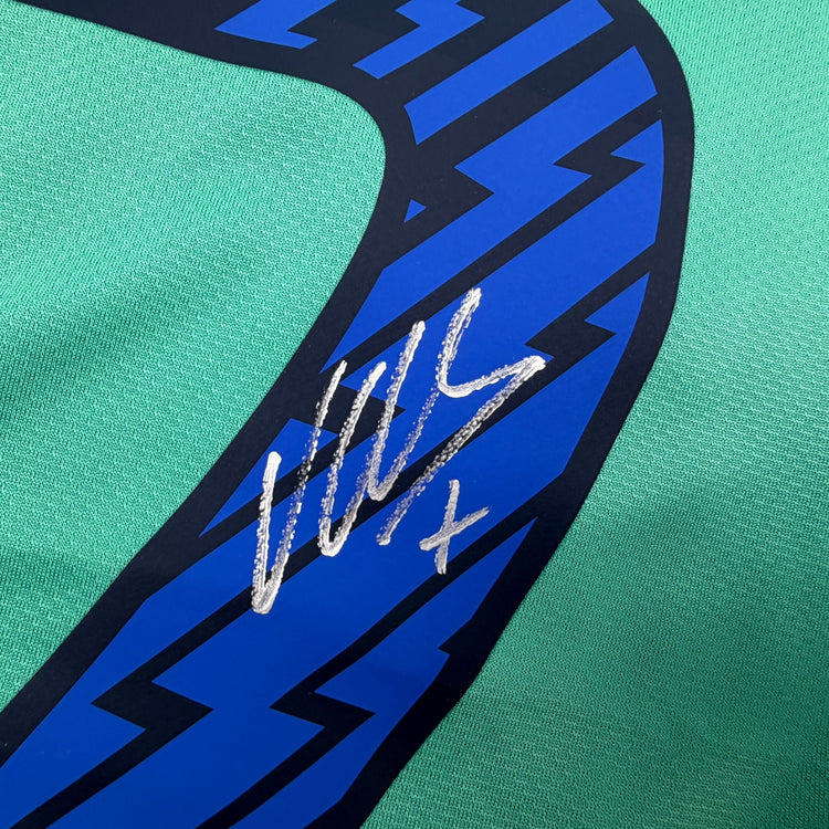 Autographed/Signed David Villa FC Barcelona Teal Soccer Jersey Beckett BAS COA
