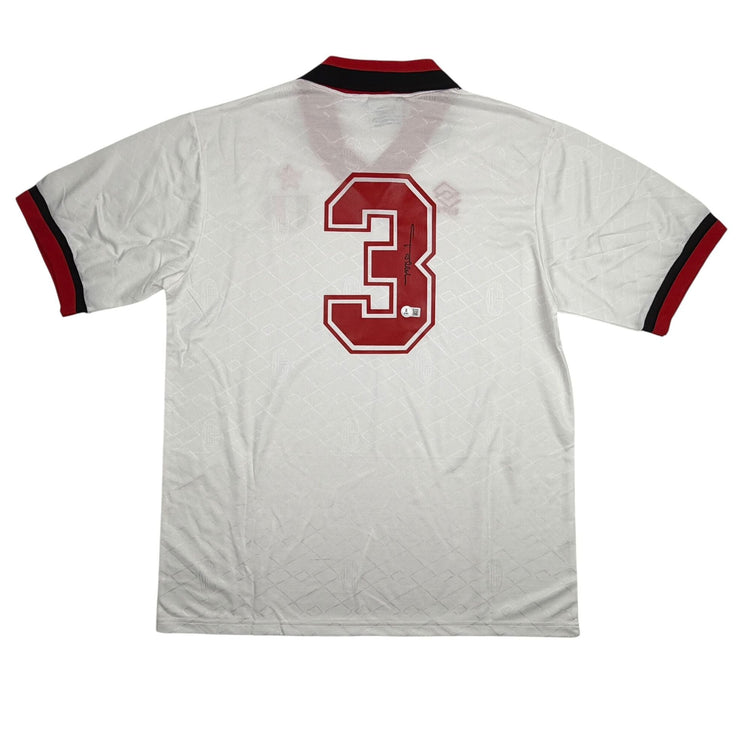 Autographed/Signed Paolo Maldini AC Milan White Soccer Futbol Jersey Beckett BAS COA