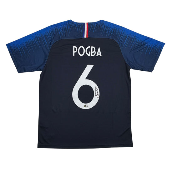 Autographed/Signed Paul Pogba France Blue Soccer Futbol Jersey Beckett BAS COA