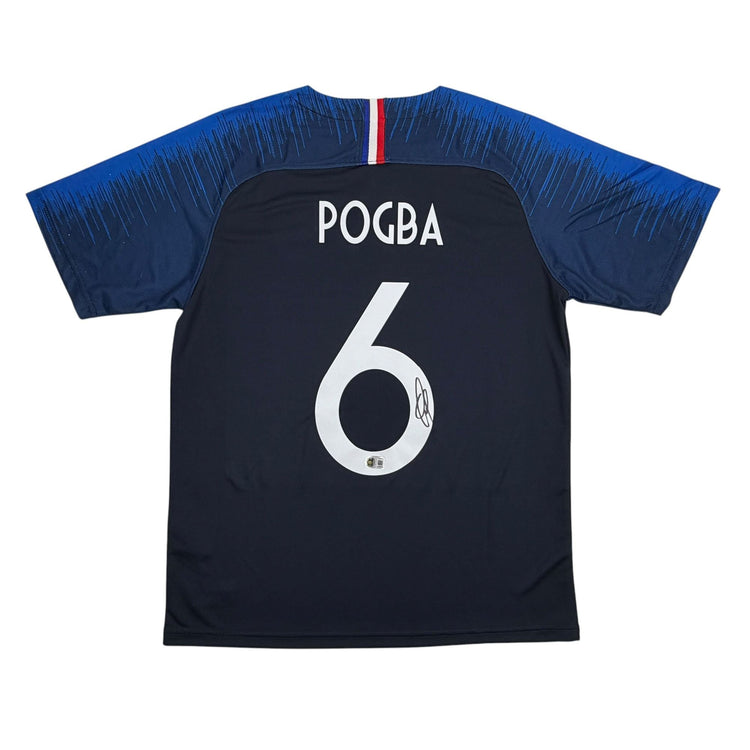 Autographed/Signed Paul Pogba France Blue Soccer Futbol Jersey Beckett BAS COA