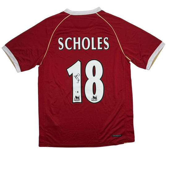 Autographed/Signed Paul Scholes Manchester United Maroon Soccer Futbol Jersey Beckett BAS COA