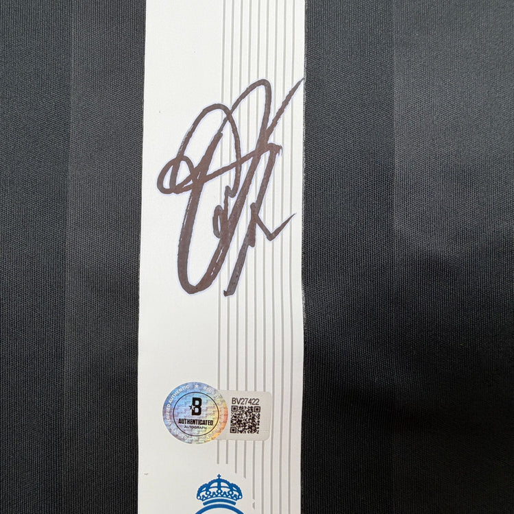 Autographed/Signed Thibaut Courtois Real Madrid Black Soccer Jersey Beckett BAS COA