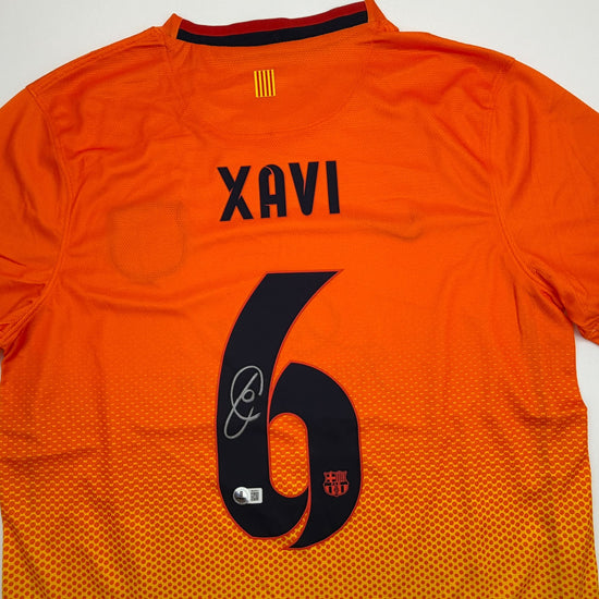 Autographed/Signed Xavi Hernandez FC Barcelona Orange Soccer Jersey Beckett BAS COA