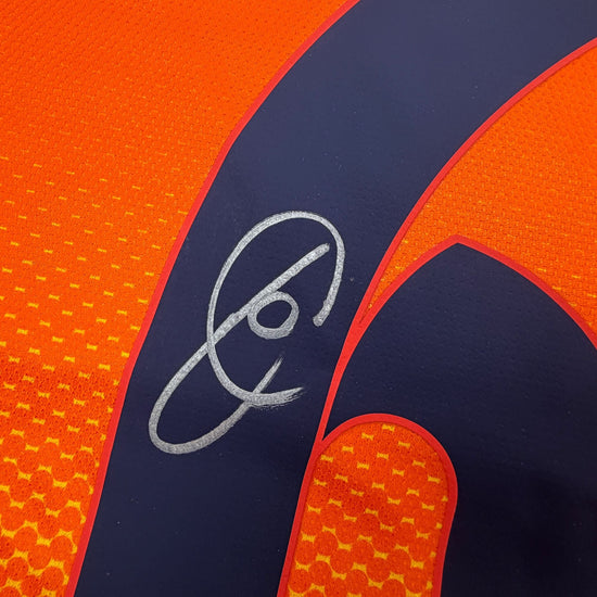 Autographed/Signed Xavi Hernandez FC Barcelona Orange Soccer Jersey Beckett BAS COA