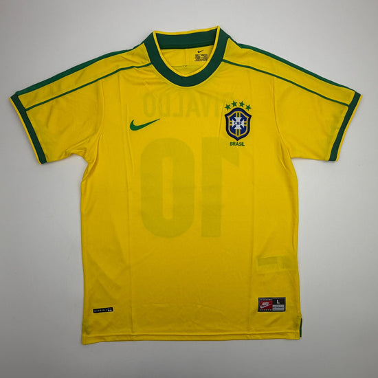 Autographed/Signed Rivaldo Brazil Yellow Soccer Futbol Jersey Beckett BAS COA