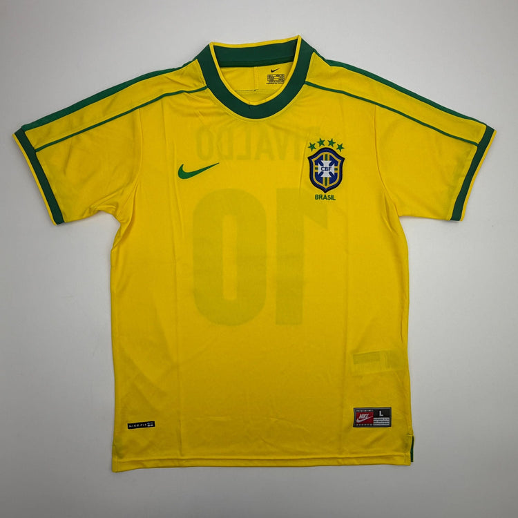 Autographed/Signed Rivaldo Brazil Yellow Soccer Futbol Jersey Beckett BAS COA