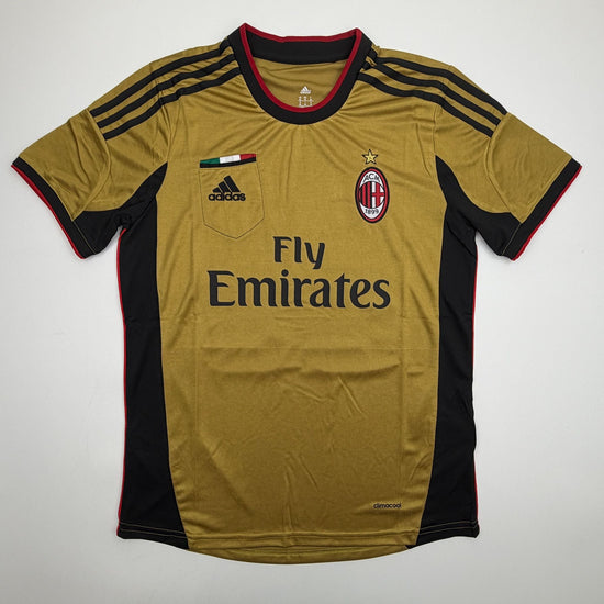 Autographed/Signed Ricardo Kaka AC Milan Gold Soccer Futbol Jersey Beckett BAS COA
