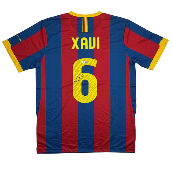 Autographed/Signed Xavi Hernandez FC Barcelona 2011 Final Soccer Jersey Beckett BAS COA