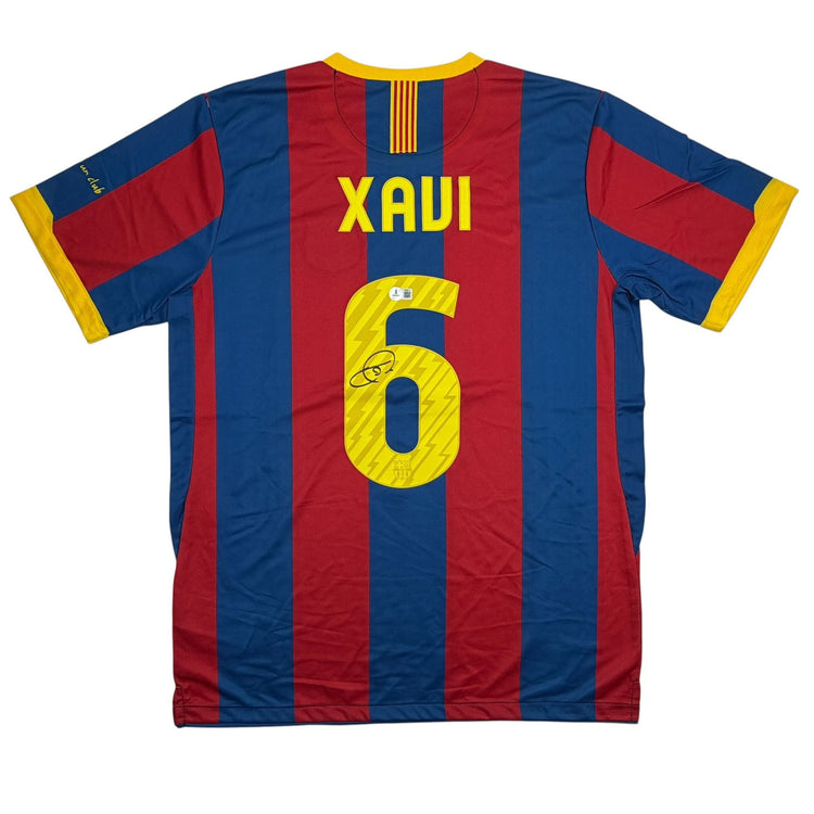 Autographed/Signed Xavi Hernandez FC Barcelona 2011 Final Soccer Jersey Beckett BAS COA