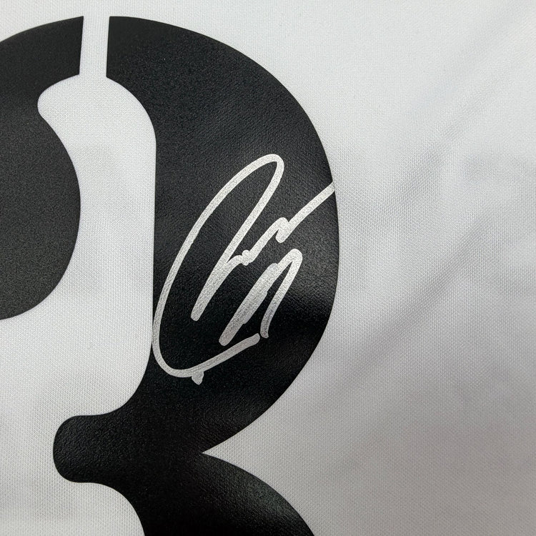 Autographed/Signed Roberto Carlos Real Madrid White/Black Soccer Jersey Beckett BAS COA