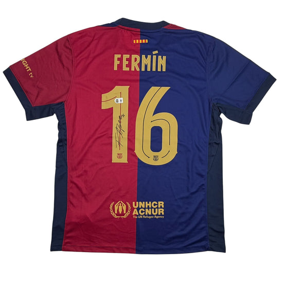 Autographed/Signed Fermin Lopez FC Barcelona Split Soccer Jersey Beckett BAS COA