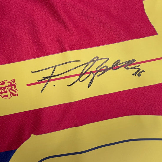 Autographed/Signed Fermin Lopez FC Barcelona Split Soccer Jersey Beckett BAS COA