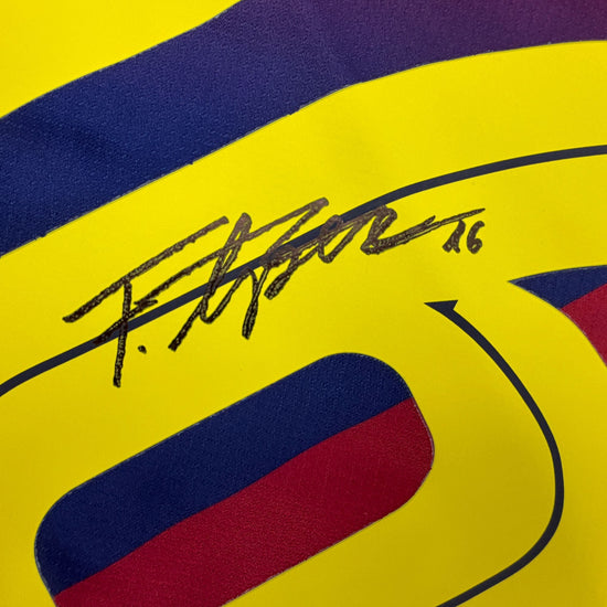 Autographed/Signed Fermin Lopez FC Barcelona Red/Blue Soccer Jersey Beckett BAS COA