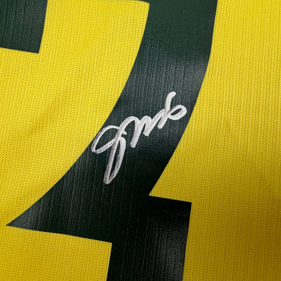 Autographed/Signed Gabriel Brazil Yellow Soccer Futbol Jersey Beckett BAS COA