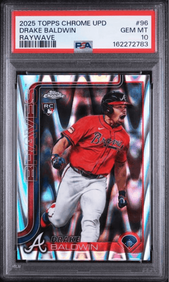 Graded 2025 Topps Chrome Update Drake Baldwin #96 Raywave Rookie RC Baseball Card PSA 10 Gem Mint