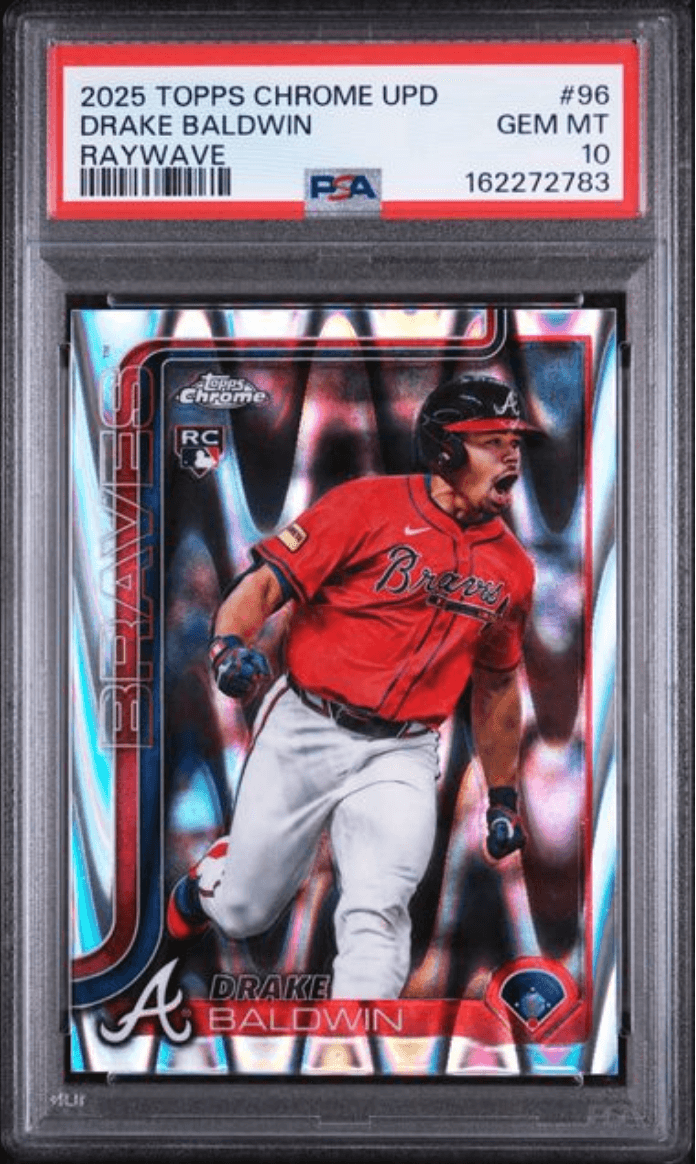 Graded 2025 Topps Chrome Update Drake Baldwin #96 Raywave Rookie RC Baseball Card PSA 10 Gem Mint
