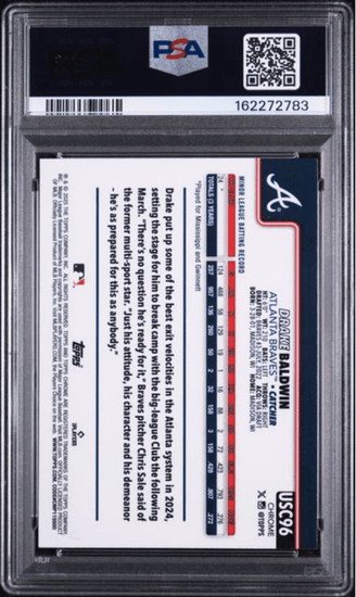 Graded 2025 Topps Chrome Update Drake Baldwin #96 Raywave Rookie RC Baseball Card PSA 10 Gem Mint